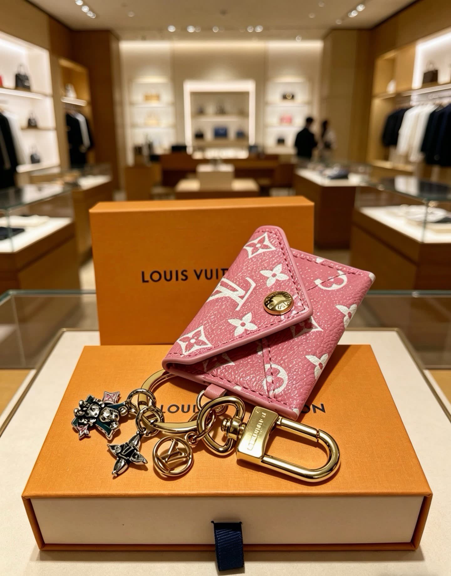 Louis Vuitton Pink Monogram Envelope Keychain